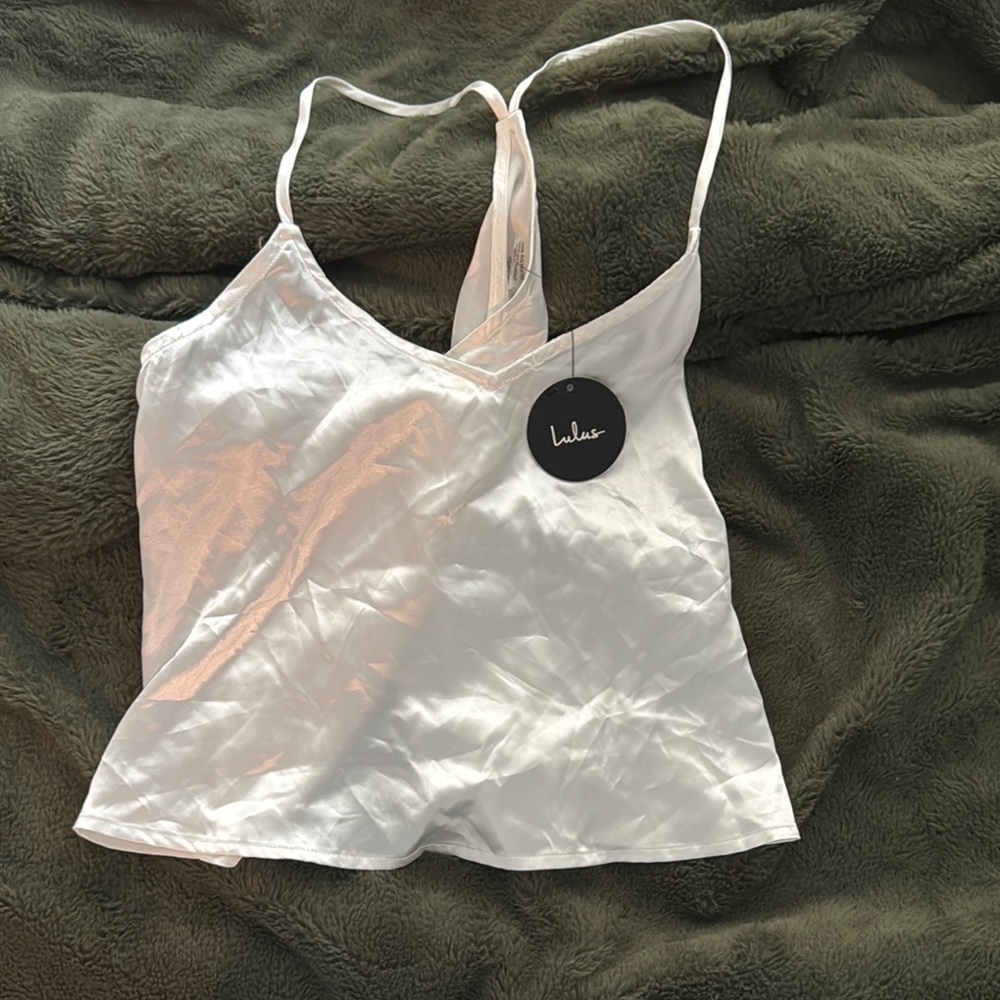 Lulu's White Fitted Crop Camisole